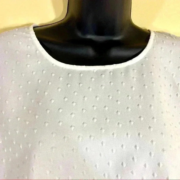 NWT Bar III White Textured Laser Cut Embroidered Diamond Cropped Blouse Size L - Picture 4 of 13